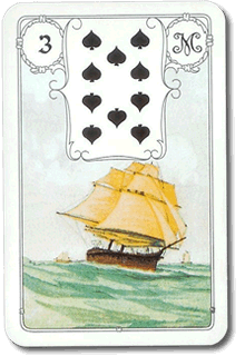 Card representing the ship in the Little Lenormand game